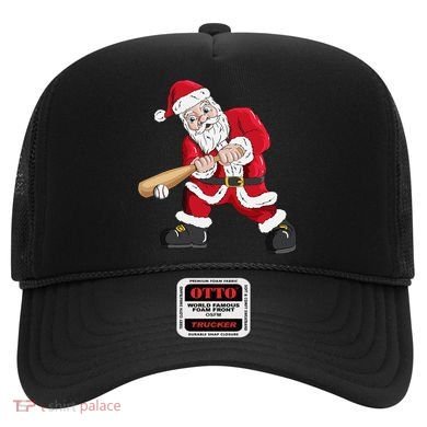 Christmas Santa Claus With Baseball Bat Baseball Hat