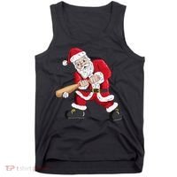 Christmas Santa Claus With Baseball Bat Baseball Tank Top thumb 0