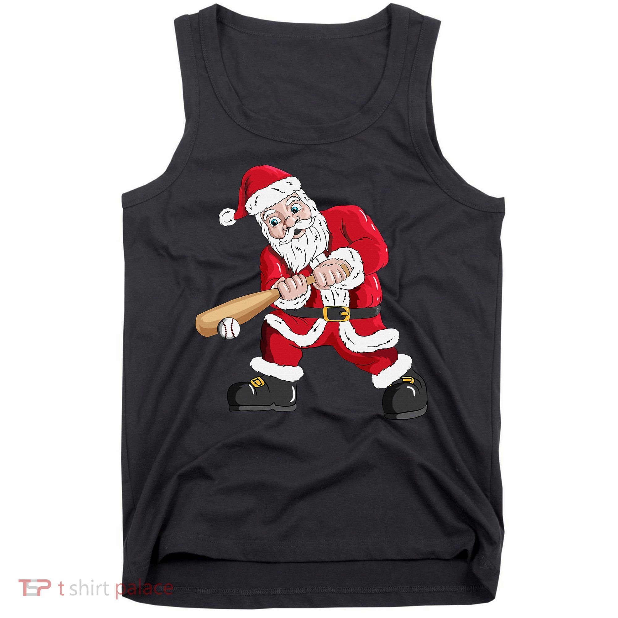 Christmas Santa Claus With Baseball Bat Baseball Tank Top
