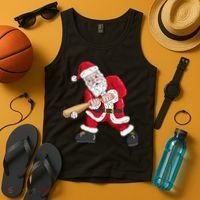 Christmas Santa Claus With Baseball Bat Baseball Tank Top thumb 4