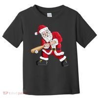 Christmas Santa Claus With Baseball Bat Baseball Toddler T-Shirt thumb 0
