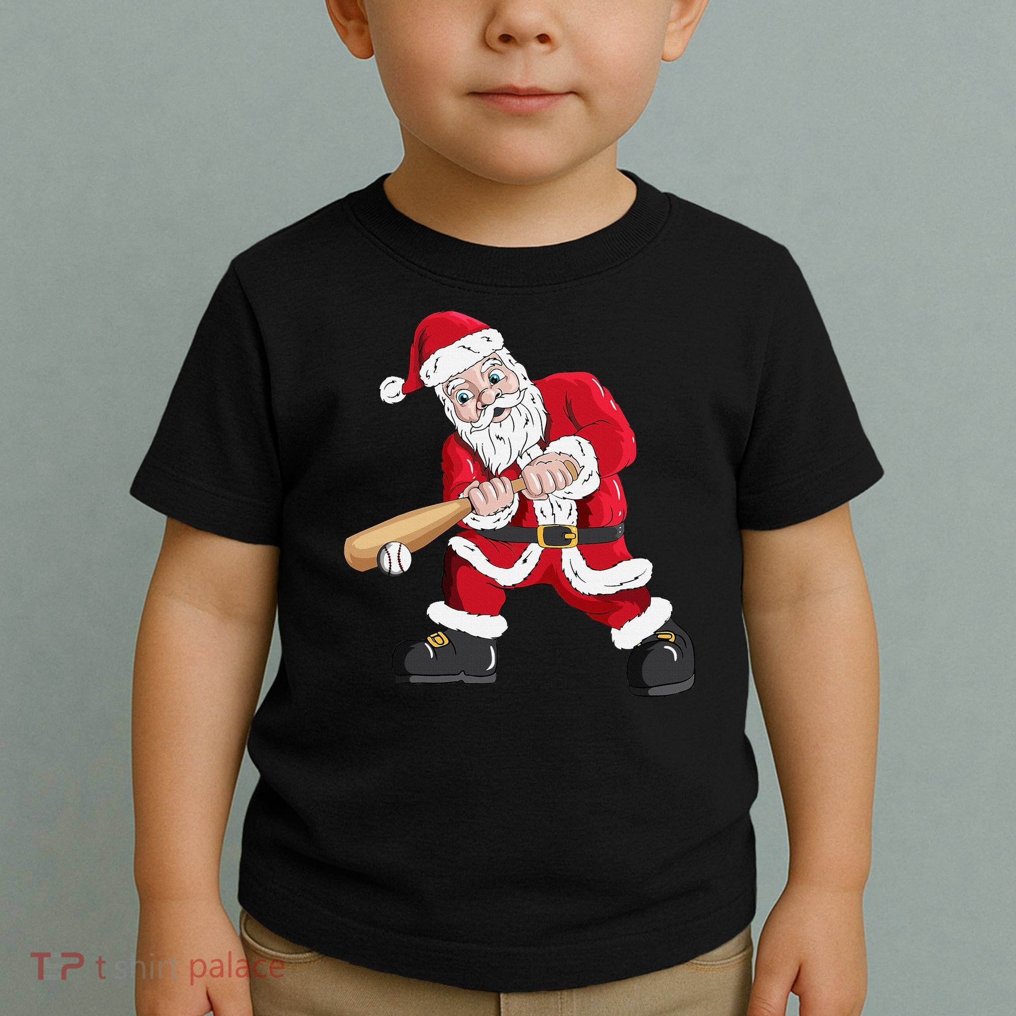 Christmas Santa Claus With Baseball Bat Baseball Toddler T-Shirt