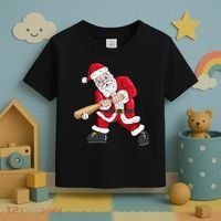 Christmas Santa Claus With Baseball Bat Baseball Toddler T-Shirt thumb 3