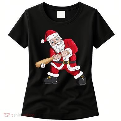 Christmas Santa Claus With Baseball Bat Baseball Women's T-Shirt