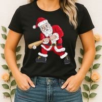 Christmas Santa Claus With Baseball Bat Baseball Women's T-Shirt thumb 2