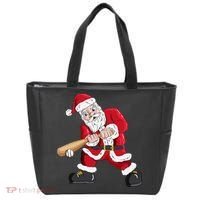 Christmas Santa Claus With Baseball Bat Baseball Tote Bag thumb 0