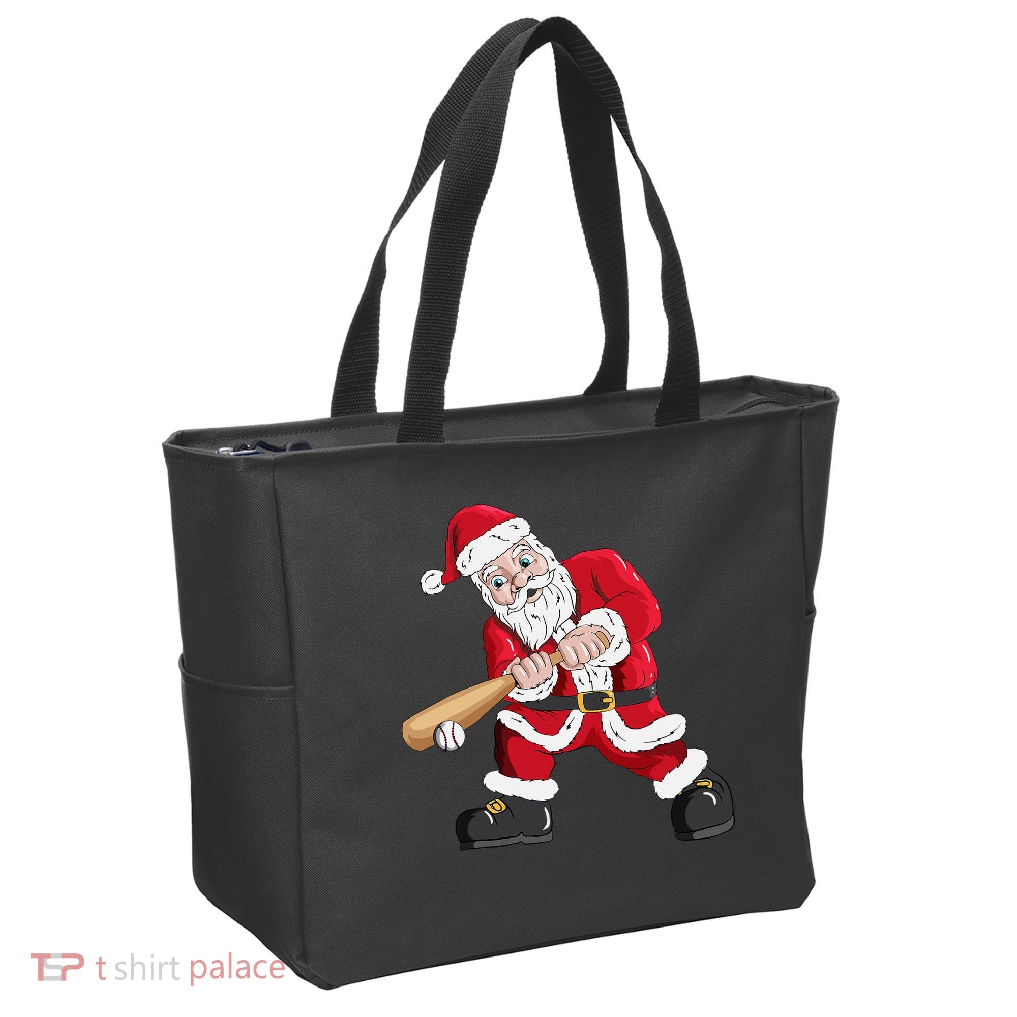 Christmas Santa Claus With Baseball Bat Baseball Tote Bag