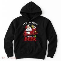 Christmas Santa Claus Drinking Beer Wonderful Time Hoodie thumb 0