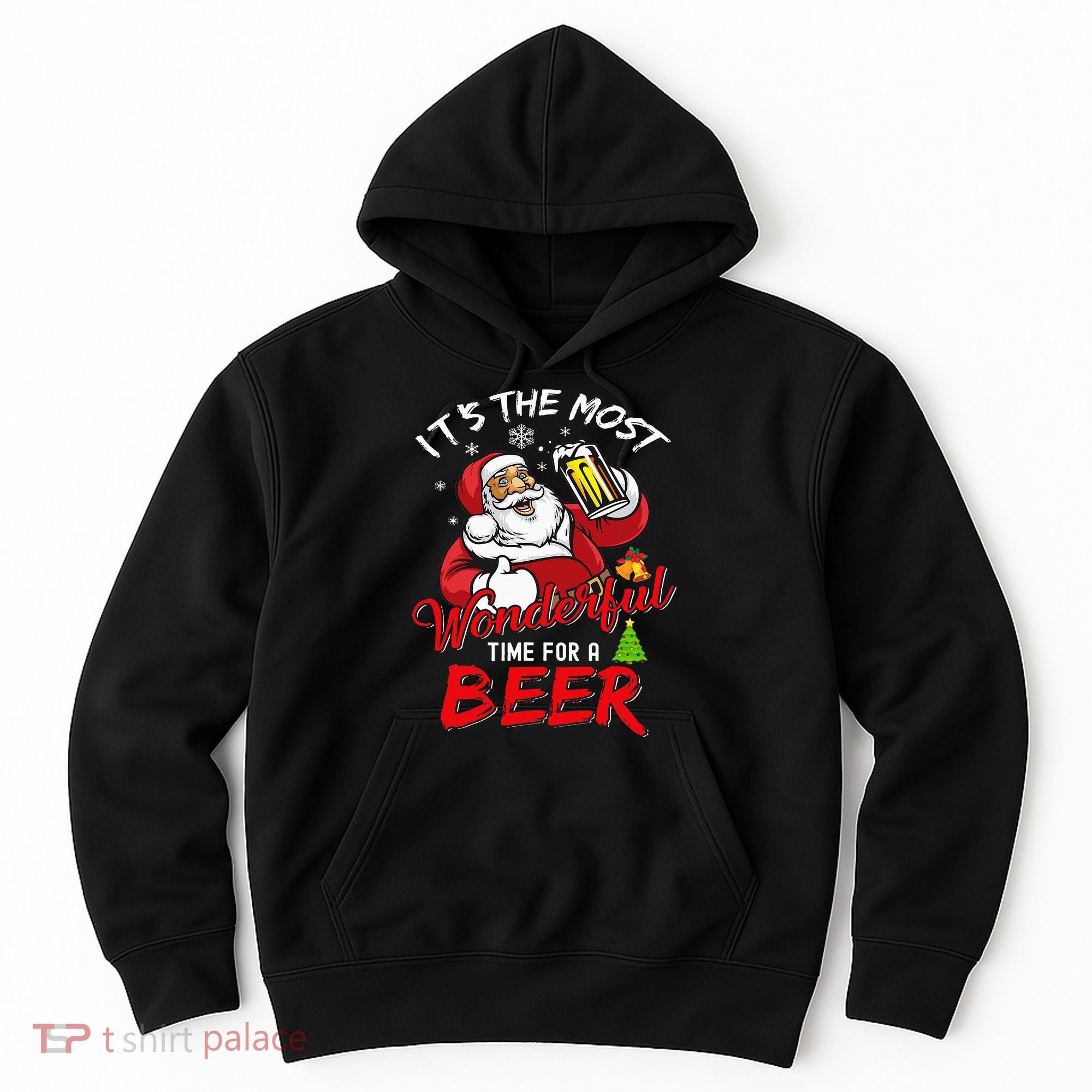 Christmas Santa Claus Drinking Beer Wonderful Time Hoodie