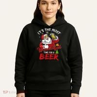 Christmas Santa Claus Drinking Beer Wonderful Time Hoodie thumb 5
