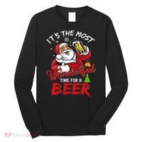 Christmas Santa Claus Drinking Beer Wonderful Time Long Sleeve Shirt thumb 0