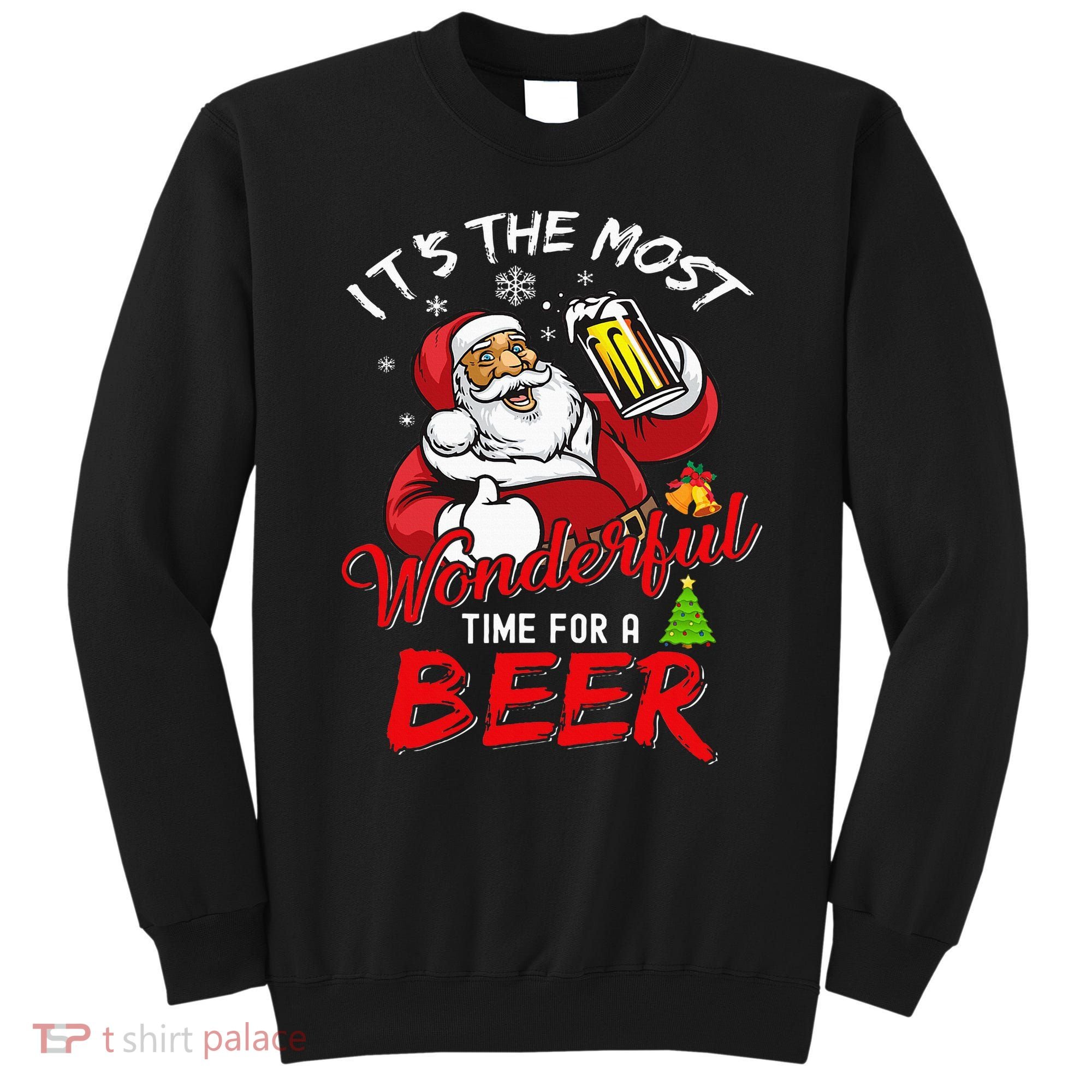 Christmas Santa Claus Drinking Beer Wonderful Time Sweatshirt