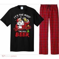 Christmas Santa Claus Drinking Beer Wonderful Time Pajama Set thumb 0