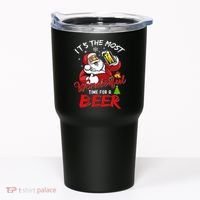 Christmas Santa Claus Drinking Beer Wonderful Time Tumbler thumb 0