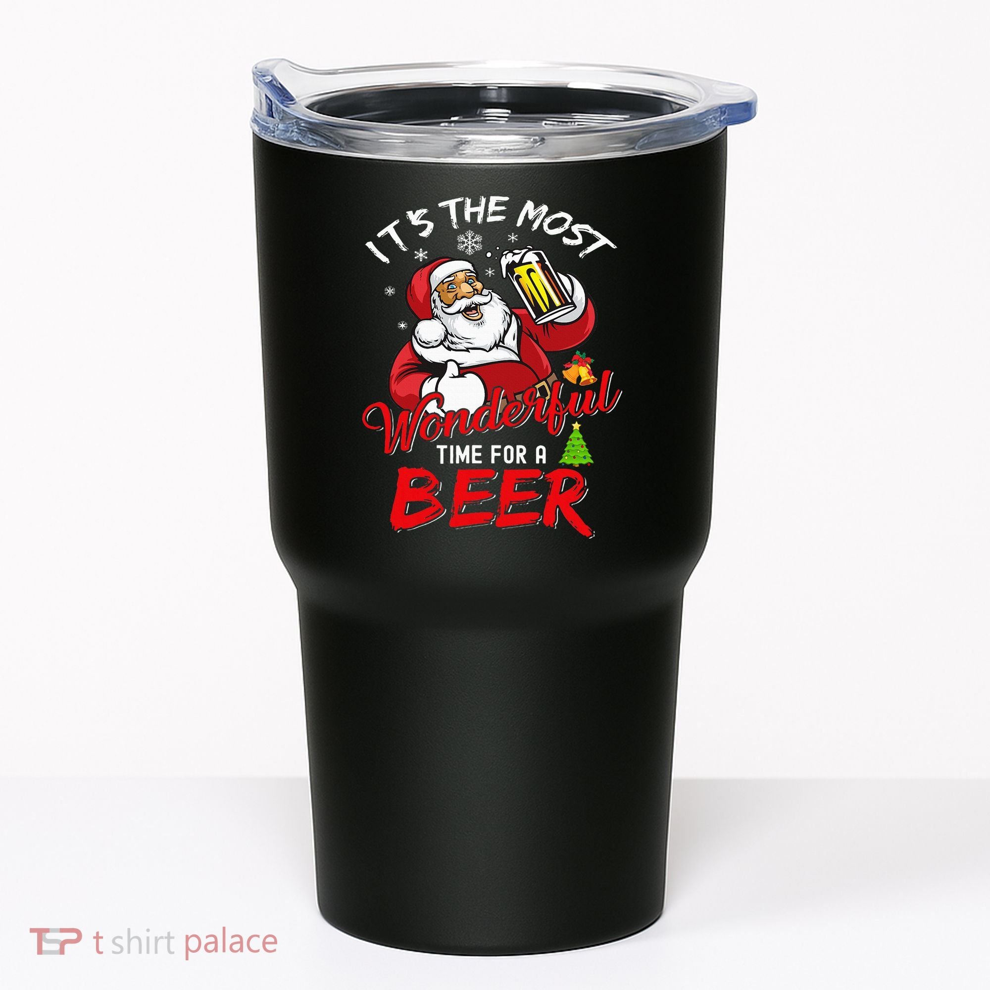 Christmas Santa Claus Drinking Beer Wonderful Time Tumbler