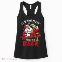 Christmas Santa Claus Drinking Beer Wonderful Time Women's Tank Top thumb 0