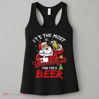 Christmas Santa Claus Drinking Beer Wonderful Time Women's Tank Top thumb 3