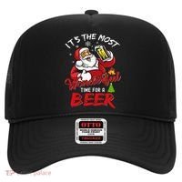Christmas Santa Claus Drinking Beer Wonderful Time Hat thumb 0
