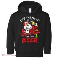 Christmas Santa Claus Drinking Beer Wonderful Time Toddler Hoodie thumb 0
