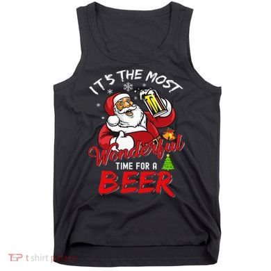 Christmas Santa Claus Drinking Beer Wonderful Time Tank Top
