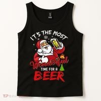 Christmas Santa Claus Drinking Beer Wonderful Time Tank Top thumb 2