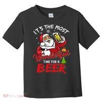 Christmas Santa Claus Drinking Beer Wonderful Time Toddler T-Shirt thumb 0