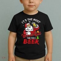 Christmas Santa Claus Drinking Beer Wonderful Time Toddler T-Shirt thumb 2