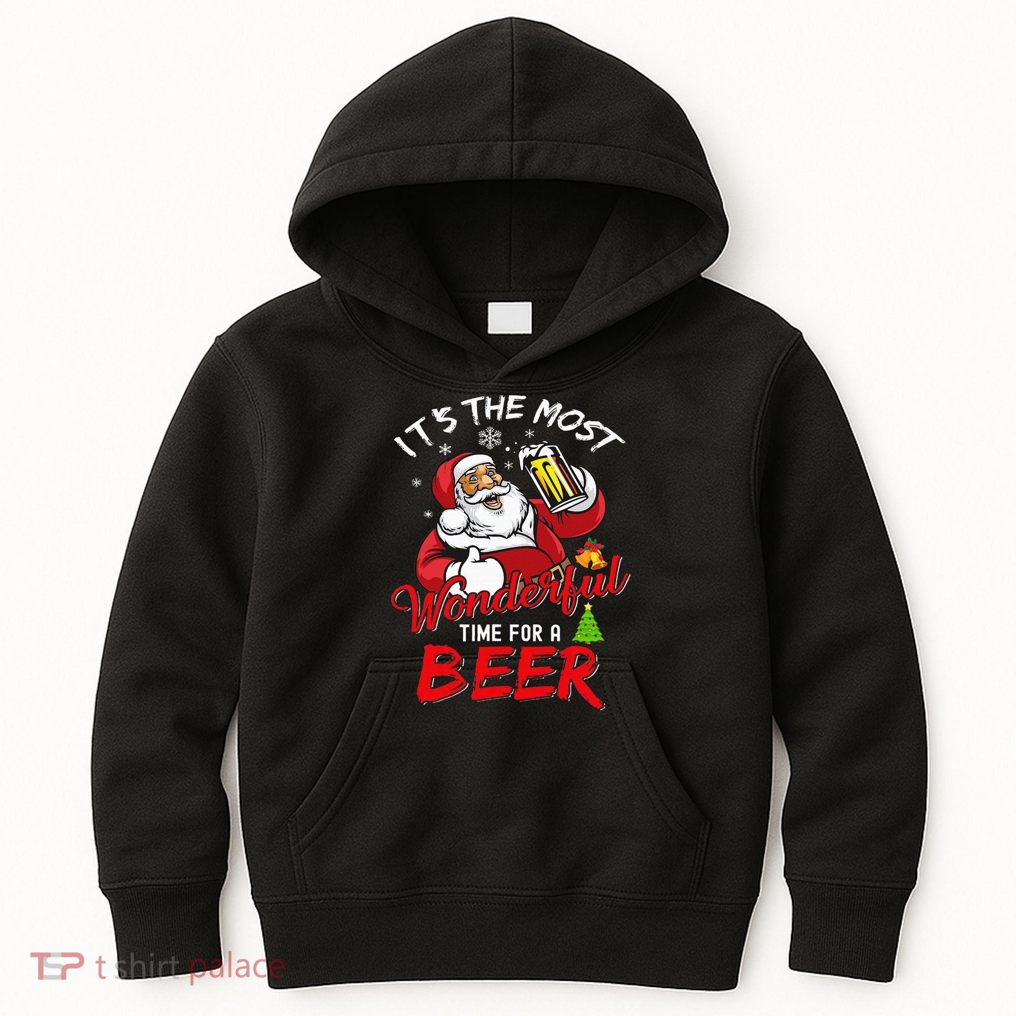 Christmas Santa Claus Drinking Beer Wonderful Time Kids Hoodie