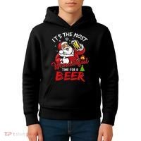 Christmas Santa Claus Drinking Beer Wonderful Time Kids Hoodie thumb 4