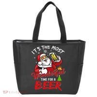 Christmas Santa Claus Drinking Beer Wonderful Time Tote Bag thumb 0