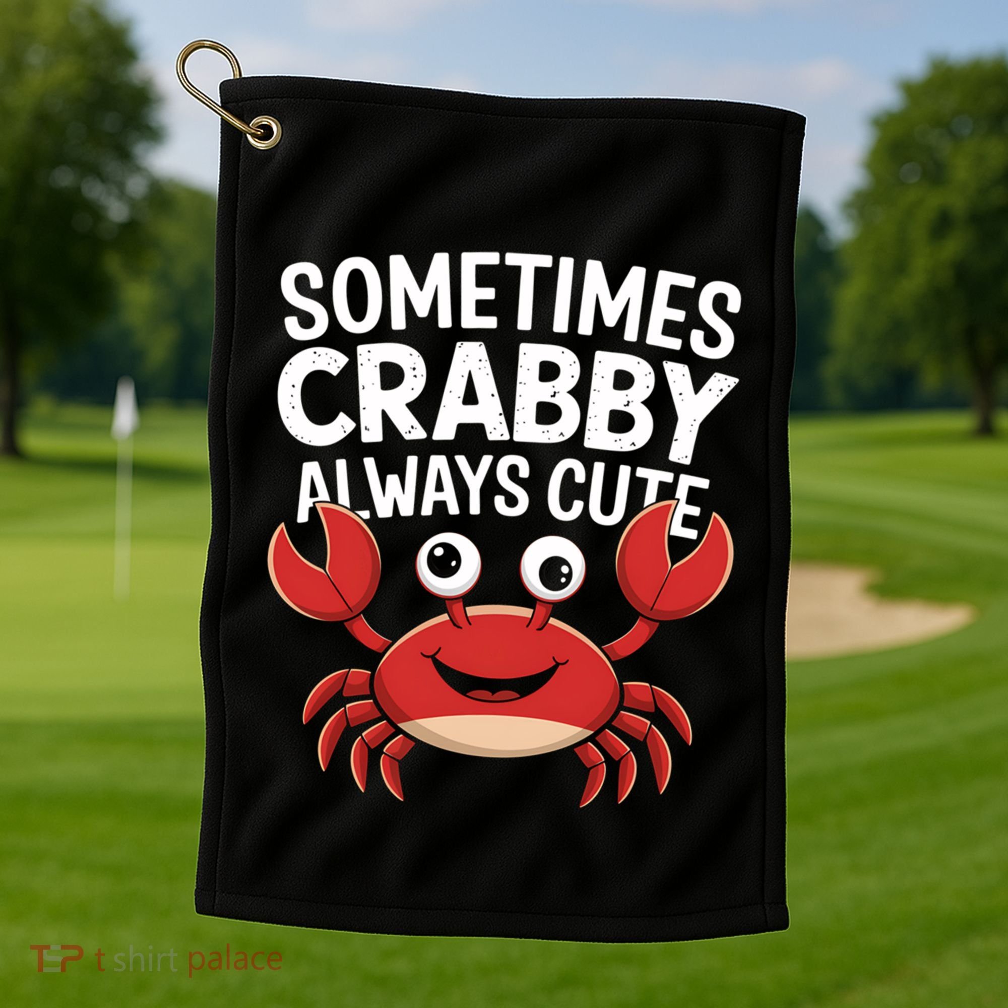 Crab Sometimes Crabby Always Cute Funny Sea Life Gift Golf Towel