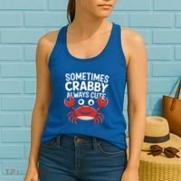 Crab Sometimes Crabby Always Cute Funny Sea Life Gift Women's Tank Top thumb 2