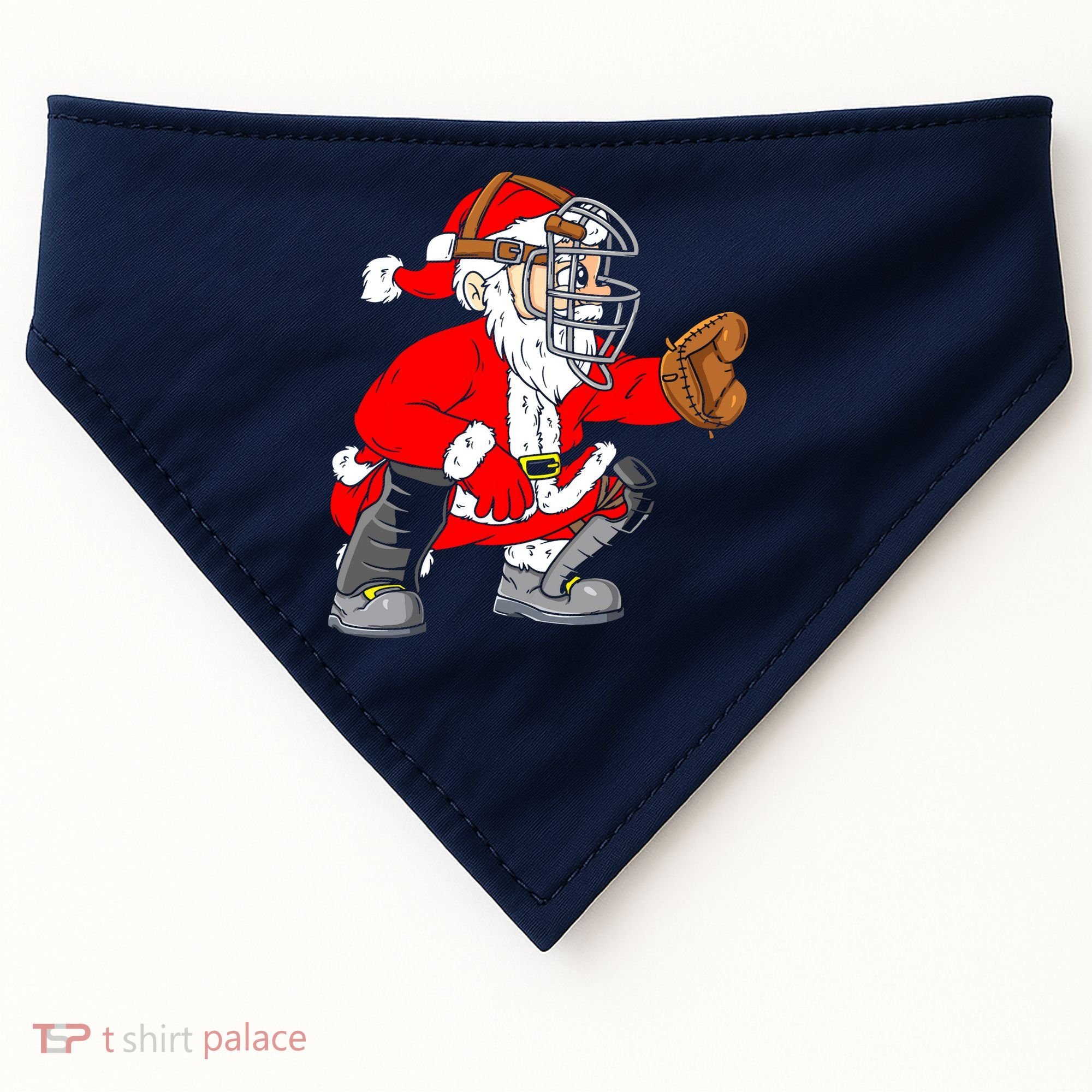 Christmas Santa Claus Baseball Catcher USA-Made Doggie Bandana