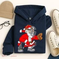 Christmas Santa Claus Baseball Catcher Hoodie thumb 4