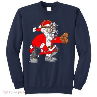 Christmas Santa Claus Baseball Catcher Sweatshirt