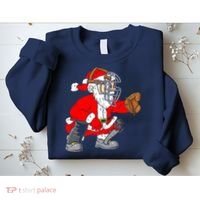 Christmas Santa Claus Baseball Catcher Sweatshirt thumb 2