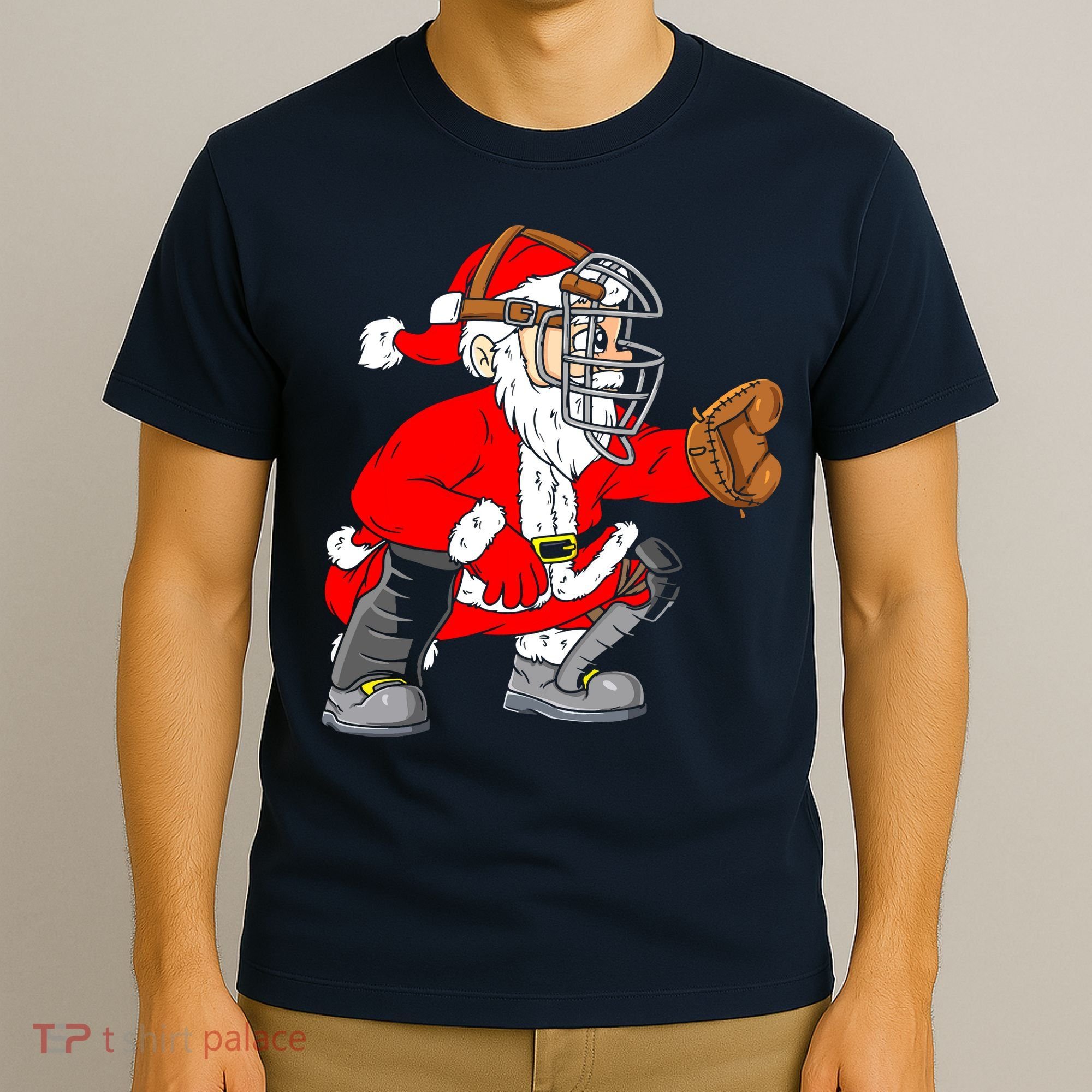 Christmas Santa Claus Baseball Catcher T-Shirt