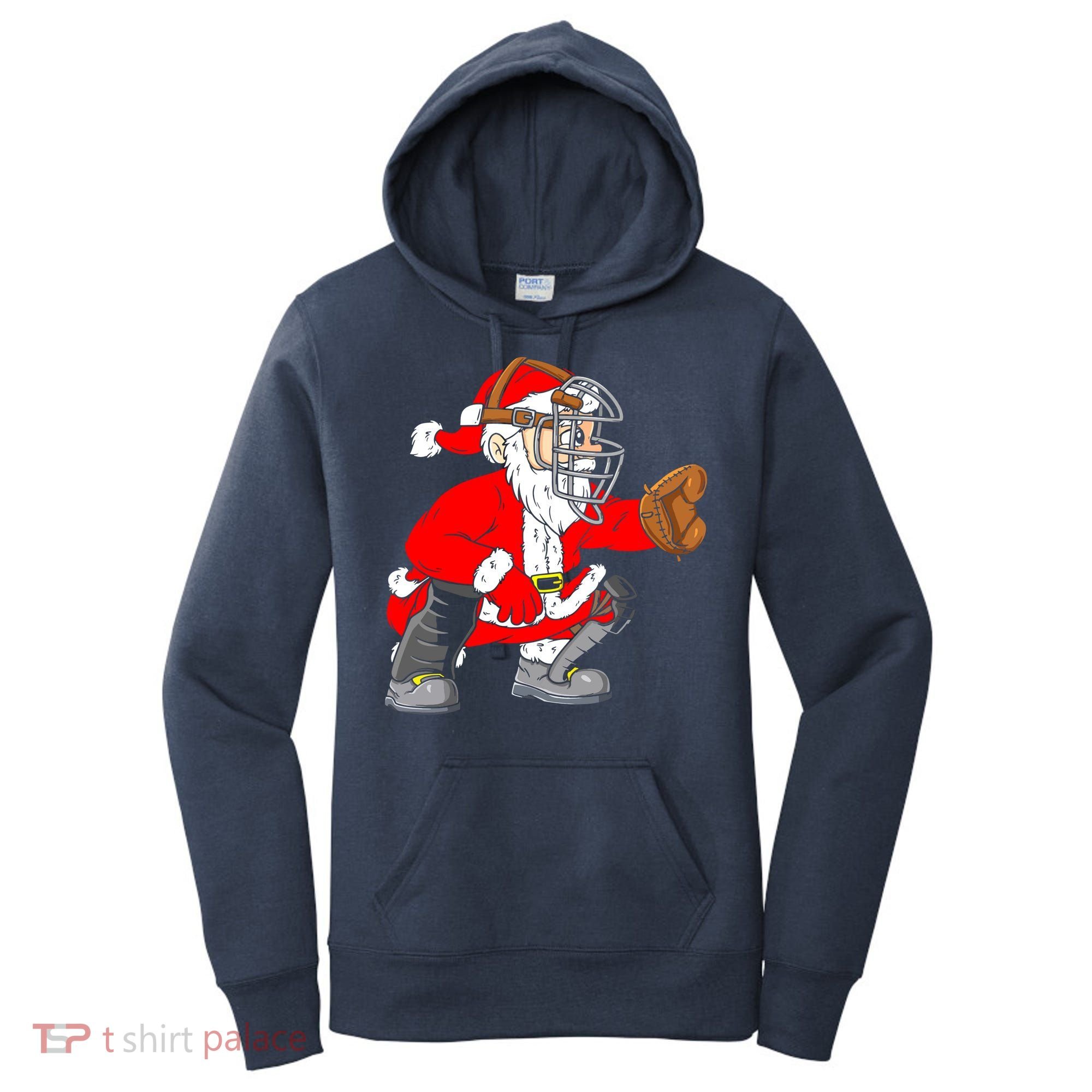 Christmas Santa Claus Baseball Catcher Women's Hoodie