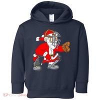 Christmas Santa Claus Baseball Catcher Toddler Hoodie thumb 0