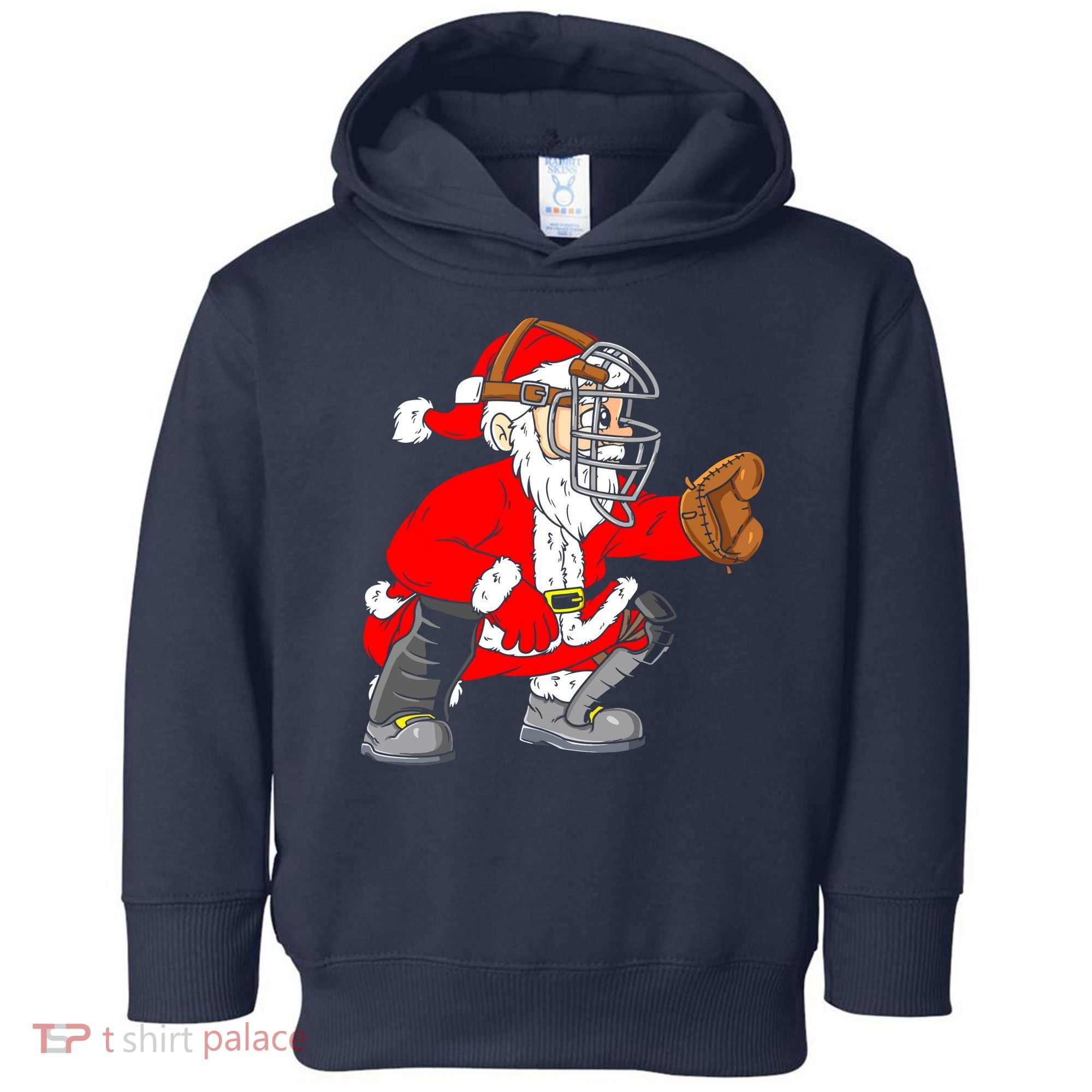 Christmas Santa Claus Baseball Catcher Toddler Hoodie