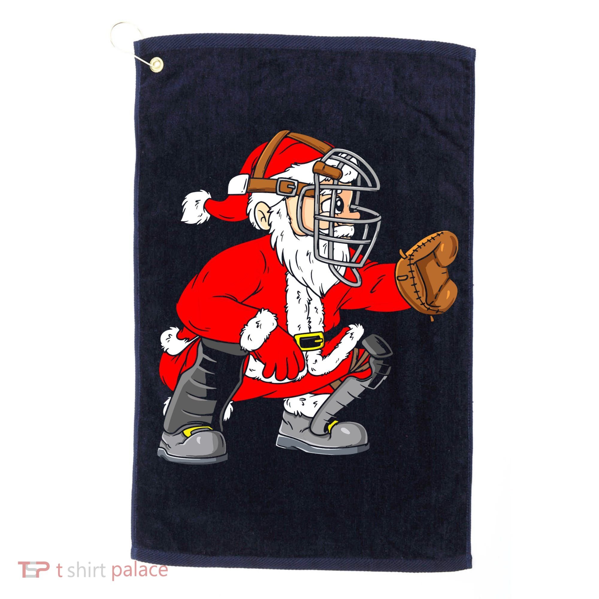 Christmas Santa Claus Baseball Catcher Golf Towel