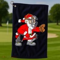 Christmas Santa Claus Baseball Catcher Golf Towel thumb 1