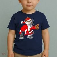 Christmas Santa Claus Baseball Catcher Toddler T-Shirt thumb 2