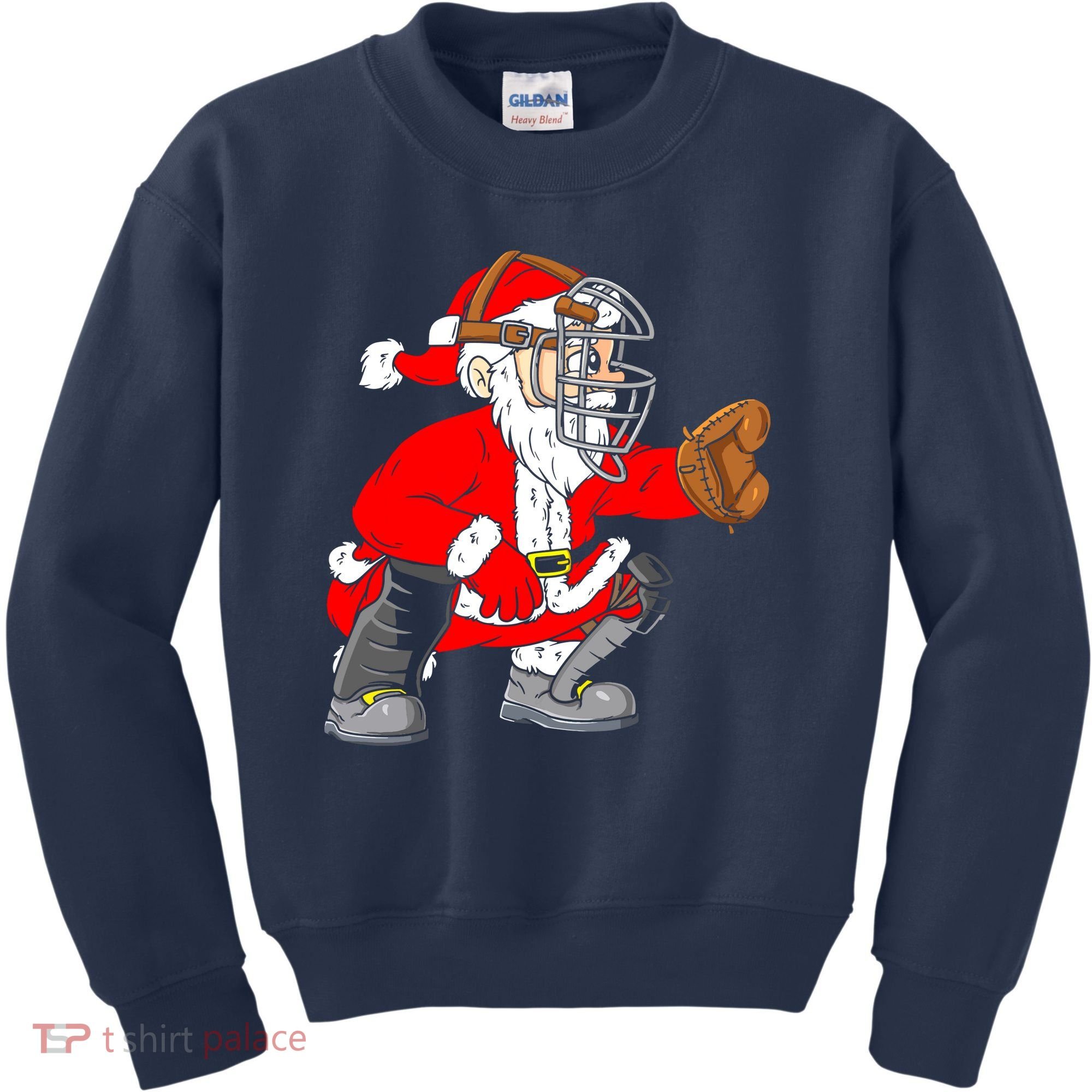 Christmas Santa Claus Baseball Catcher Kids Sweatshirt