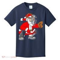 Christmas Santa Claus Baseball Catcher Kids T-Shirt thumb 0