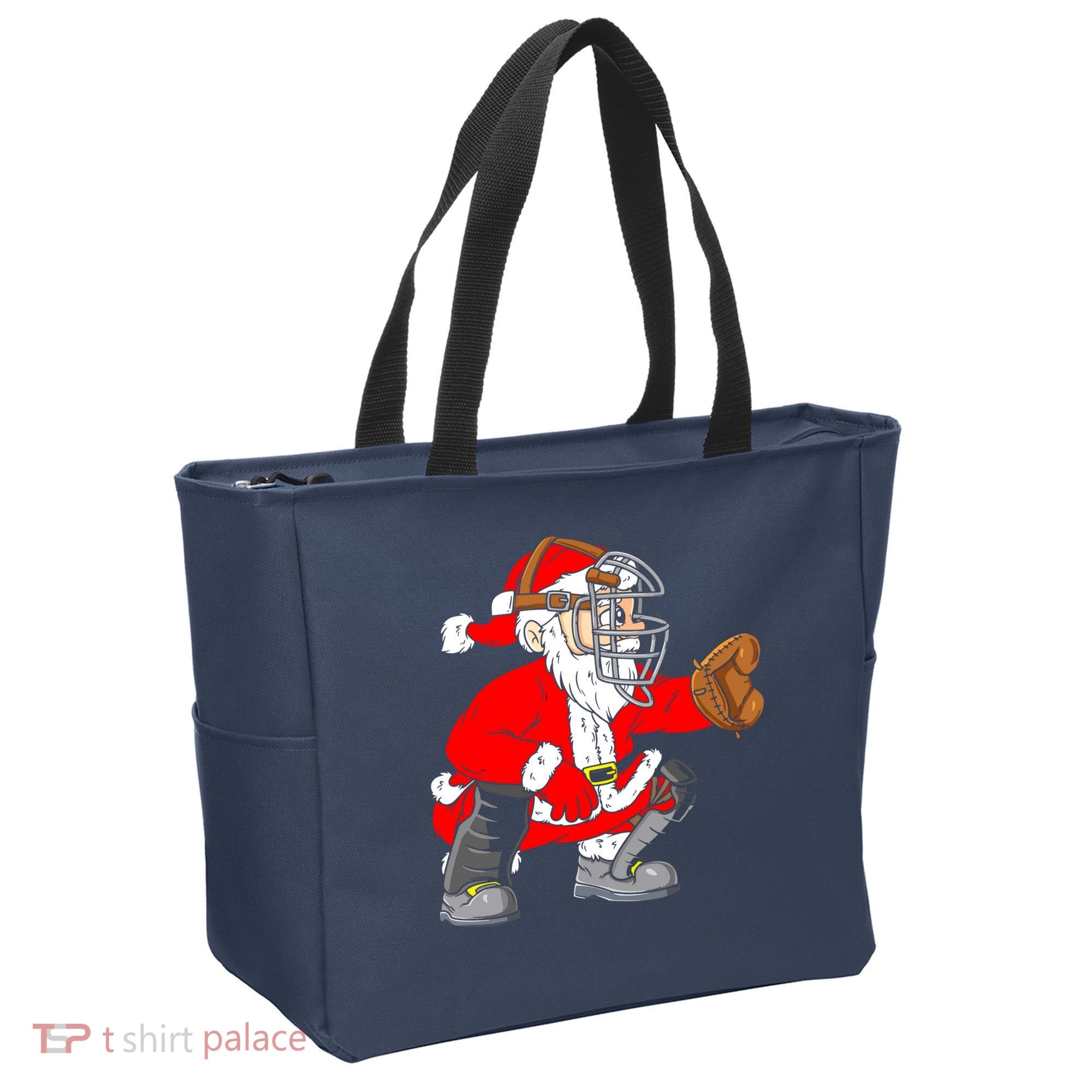 Christmas Santa Claus Baseball Catcher Tote Bag