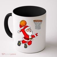 Christmas Santa Claus Dunking A Basketball Funny Xmas Coffee Mug thumb 0