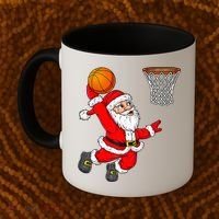 Christmas Santa Claus Dunking A Basketball Funny Xmas Coffee Mug thumb 2