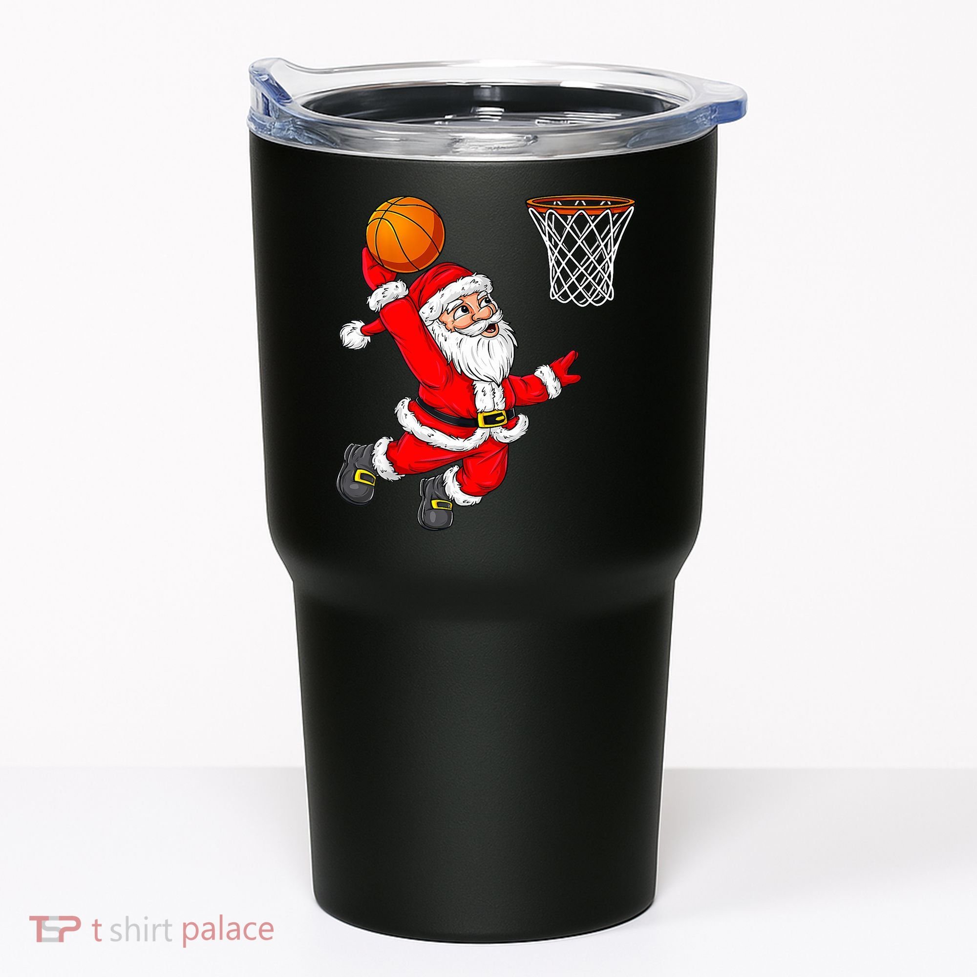 Christmas Santa Claus Dunking A Basketball Funny Xmas Tumbler
