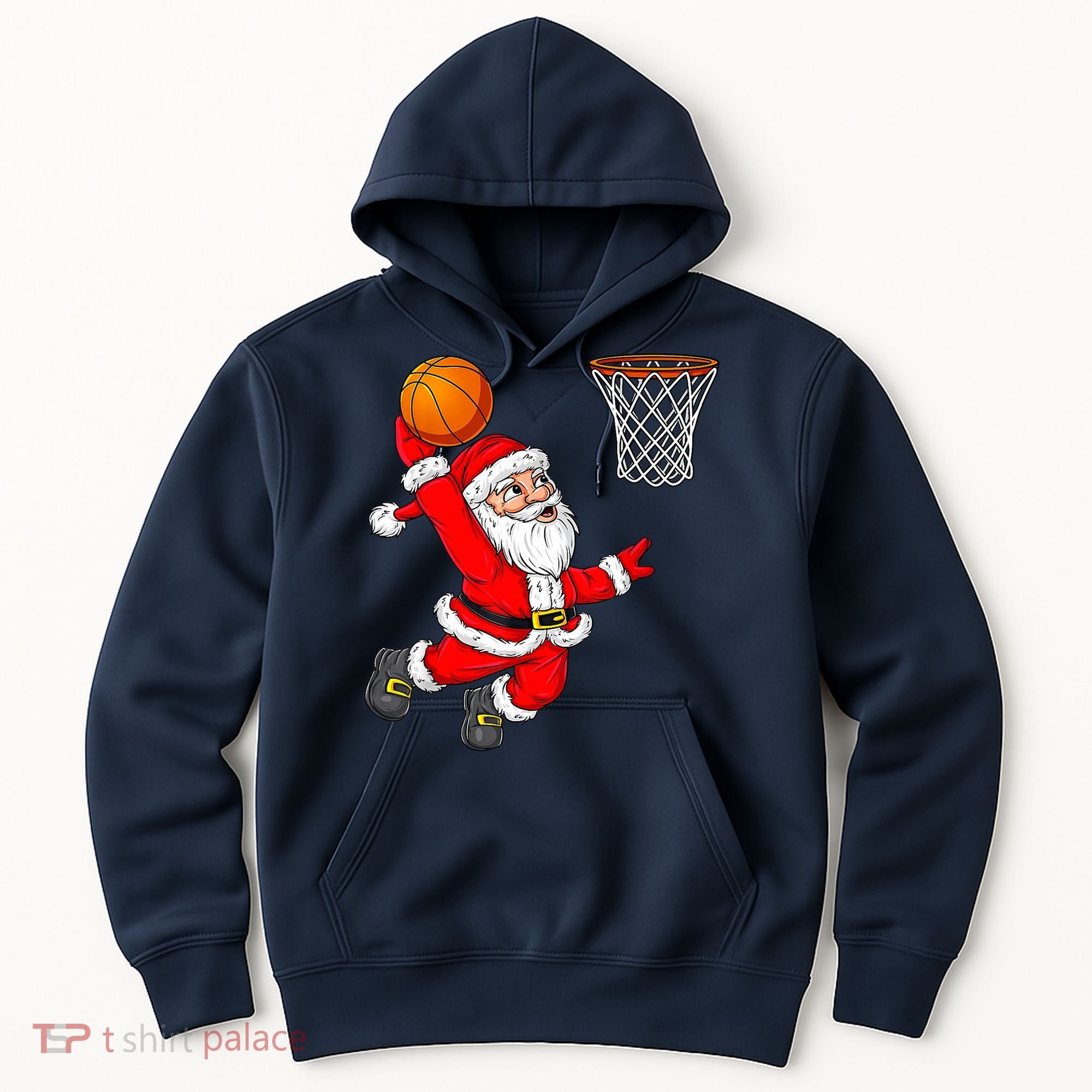 Christmas Santa Claus Dunking A Basketball Funny Xmas Hoodie